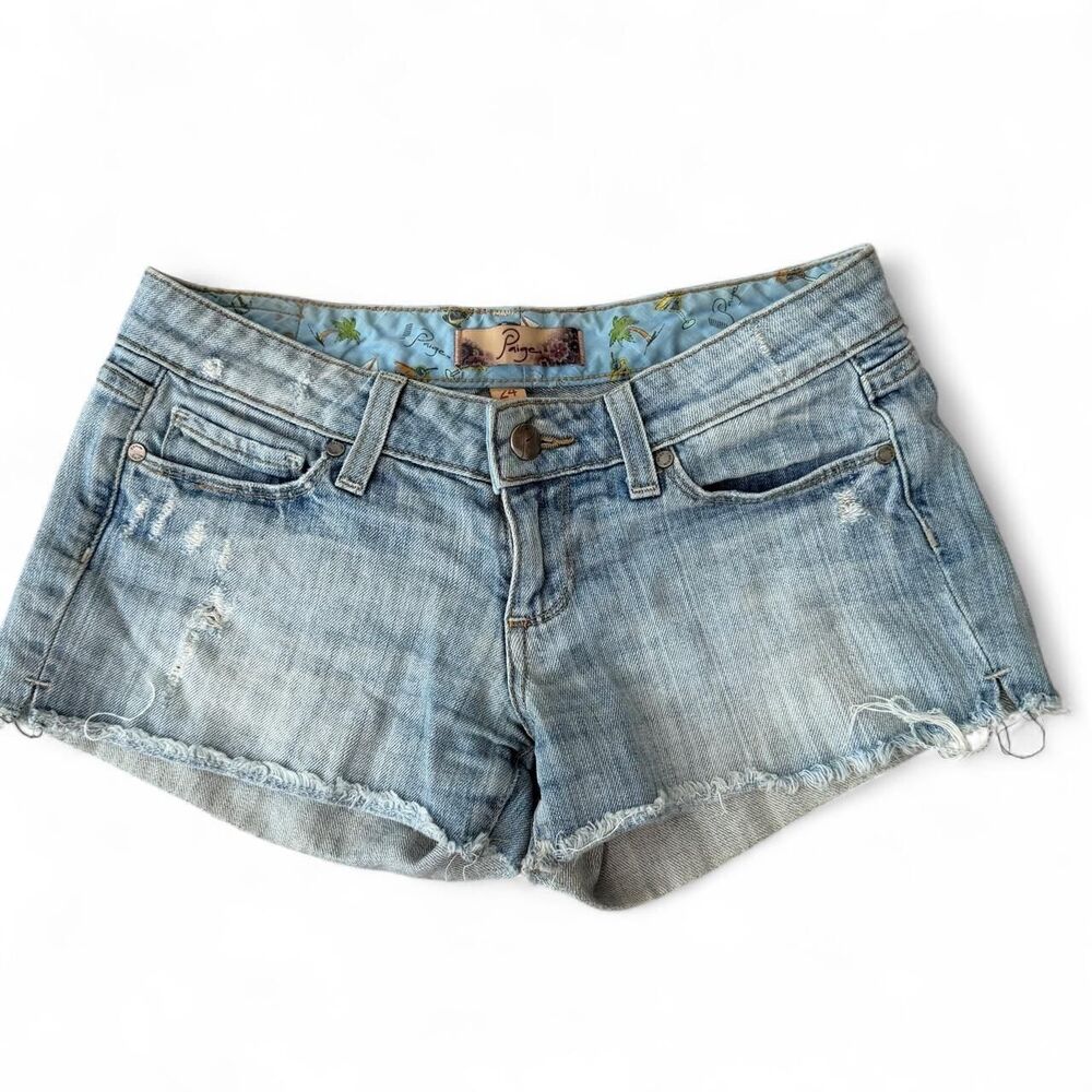 Paige Distressed Denim Cutoff Shorts Size 24 Y2K